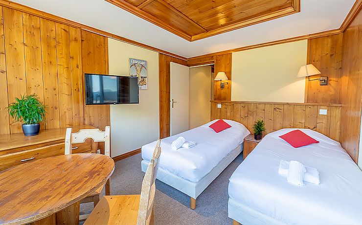 chambre twin panoramique clarines village vacances la clusaz les confins